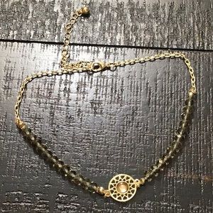 NWOT!  15” long Gold Tone & Gray Necklace!